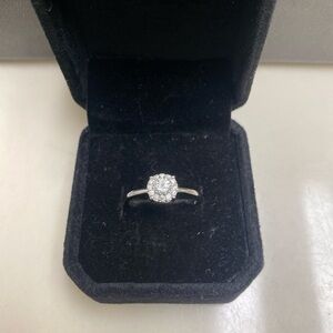 Moissanite & Silver Cluster Ring Size 8